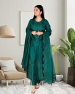 Premium Soft Cotton Embroidery Three Piece