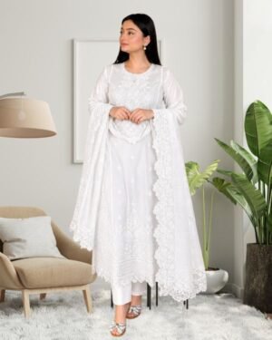 Premium Soft Cotton Embroidery Three Piece